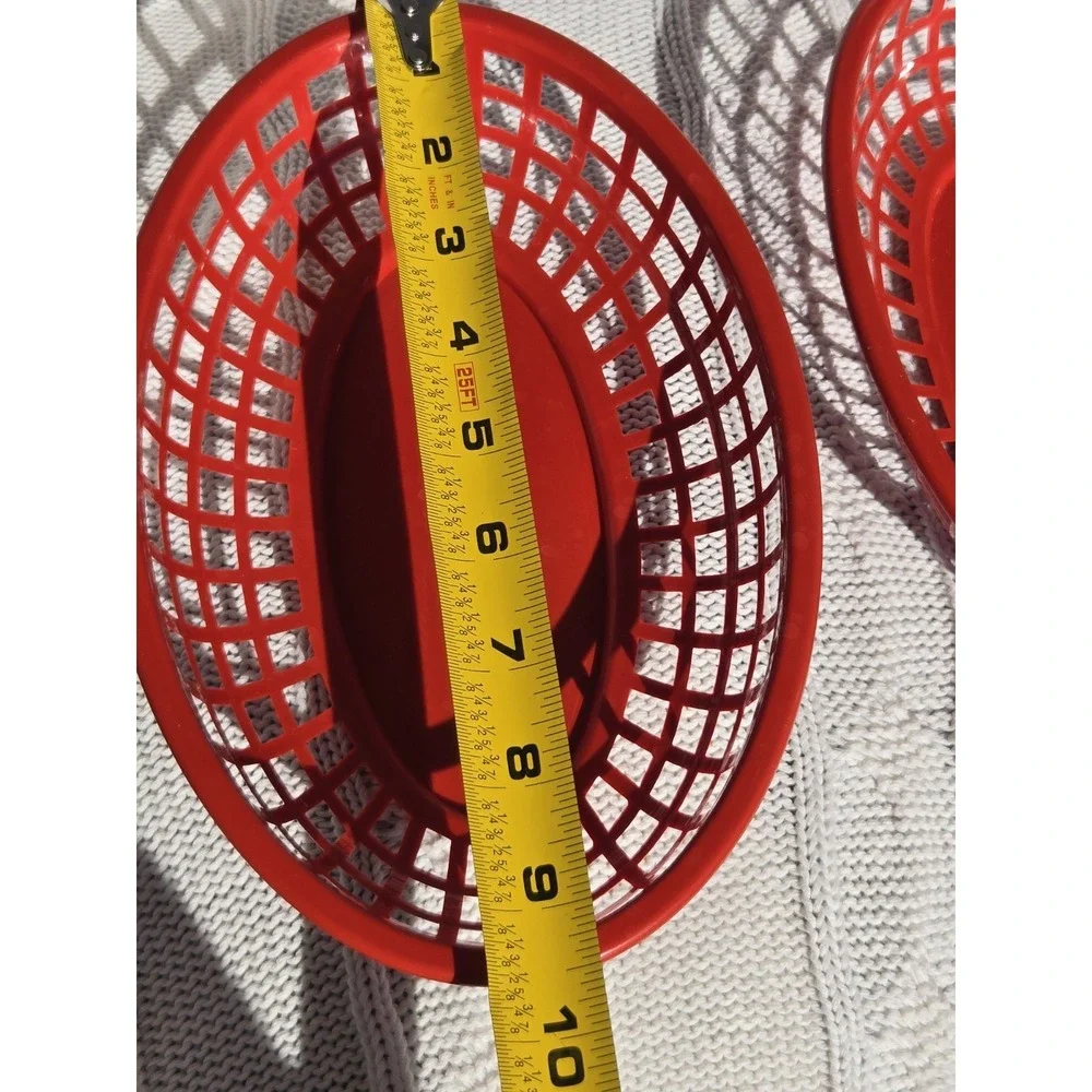 Set of 2 IKEA Red Oval Plastic Serving Storage Baskets Fruit Bread 9.5